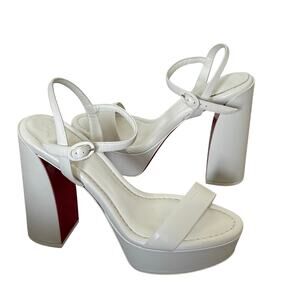 Christian Louboutin Miss Jane Bianco White Leather High Heel Sandals Size EU 39